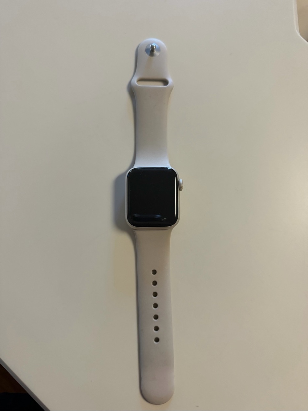 Apple Watch - White/Grey Sport Band, Silver Case
